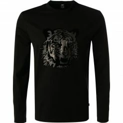 BOSS Longsleeve Talley 50471864/001 Baumwolle, Schwarz, Schwarz-bronz