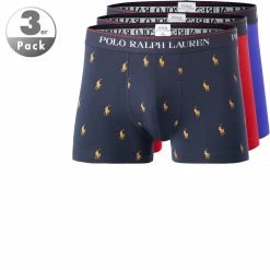 Polo Ralph Lauren Trunks 3er Pack 714830299/031 Baumwoll-Stretch, Royal-rot-navy gemustert, Navy-rot-kornblumen