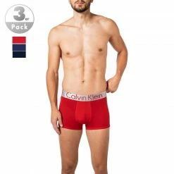 Calvin Klein Underwear Calvin Klein Trunks 3er Pack NB2453A/W2G Baumwoll-Stretch, Royal-rot-schwarz, Rot-schwarz-blau