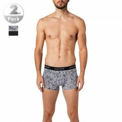 BOSS Trunks 2er Pack 50464433/120 Baumwoll-Stretch, Schwarz-weiß gemustert, Weiß-schwarz