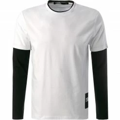KARL LAGERFELD T-Shirt 755084/0/521224/10 Longsleeve, Baumwolle, Weiß-schwarz, Weiß