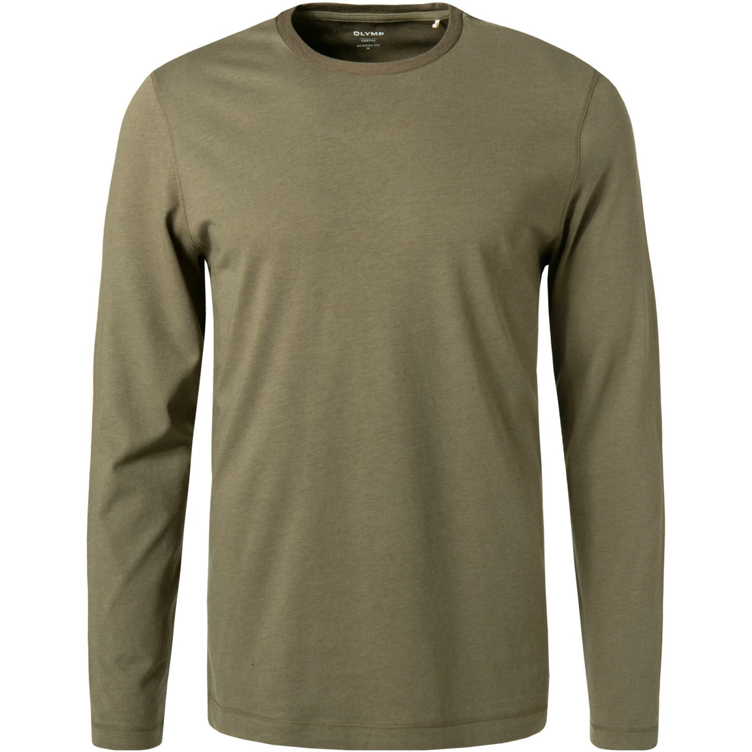 OLYMP Casual Modern Fit T-Shirt 5600/14/47 Longsleeve, Baumwolle, Olivgrün, Oliv