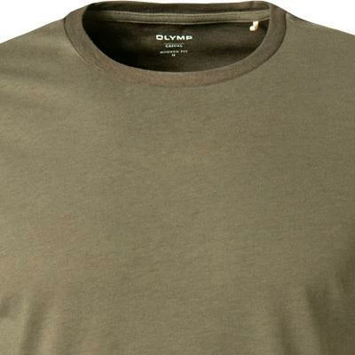 OLYMP Casual Modern Fit T-Shirt 5600/14/47 Longsleeve, Baumwolle, Olivgrün, Oliv – Bild 3