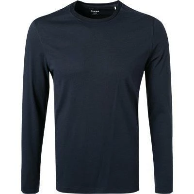 OLYMP Casual Modern Fit T-Shirt 5600/14/18 Longsleeve, Baumwolle, Marineblau, Marine – Bild 2