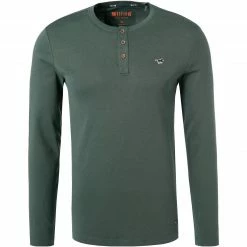 MUSTANG Longsleeve 1012375/6432 Slim Fit, Baumwolle, Tannengrün