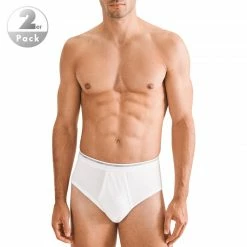 Seidensticker Brief 2er Pack 12.200005/0001 Slips, Baumwolle, Weiß