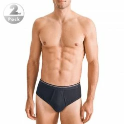 Seidensticker Brief 2er Pack 12.200005/0039 Slips, Baumwolle, Schwarz