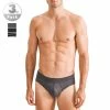 Seidensticker Brief 3er Pack 12.200017/0039 Slips, Baumwoll-Stretch, Schwarz-grau gestreift, Schwarz