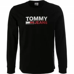 TOMMY JEANS Longsleeve DM0DM09487/BDS Bio Baumwolle, Schwarz