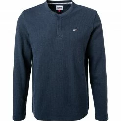 TOMMY JEANS Longsleeve DM0DM12249/C87 Bio Baumwolle, Dunkelblau meliert, Dunkelblau