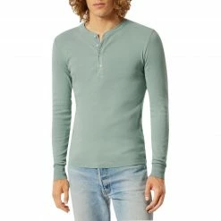 Schiesser Revival Karl-Heinz Henley 1/1 172123/798 Longsleeve, Bio Baumwolle, Teegrün