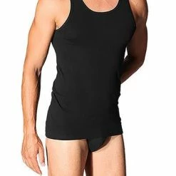 Schiesser Feinripp Shirt 0/0 Arm 005120/000 Tanktop, Baumwolle, Schwarz